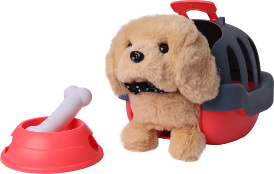 Hondje speelgoed – Interactief Electronisch Inclusief Mandje,Bot & Voerbakje