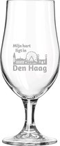 Gegraveerde bierglas op voet 49cl Den Haag