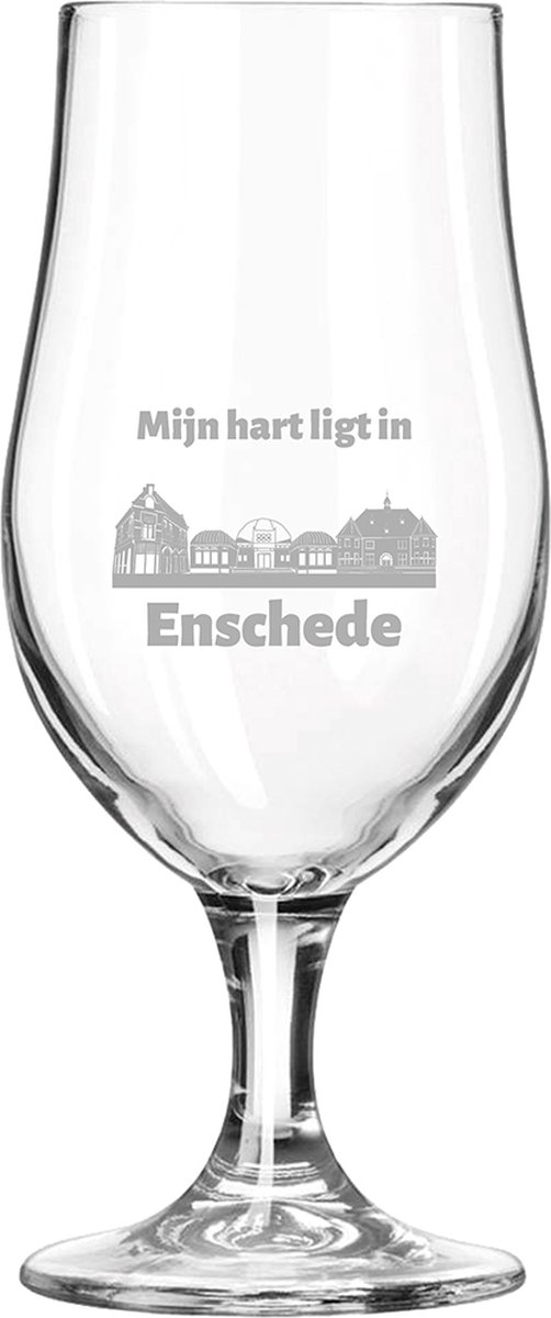 Gegraveerde bierglas op voet 49cl Enschede