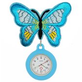 Fako® - Verpleegstershorloge - Zusterhorloge - Verpleegster Horloge - Roller Vlinder - Blauw - Blauw