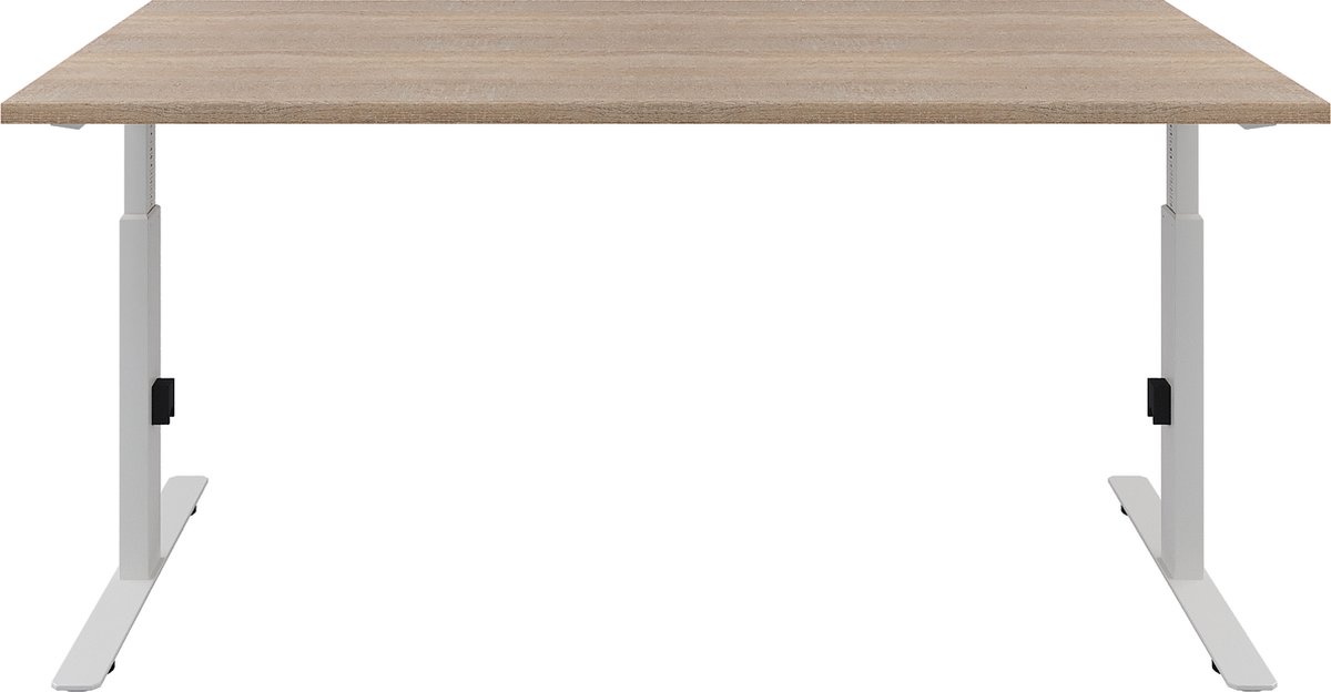 Bureau  Bureautafel - Gaming Bureau Verstelbaar Bureau  Robson eiken blad - Wit onderstel - 140 x80 cm-- blad- onderstel- x80