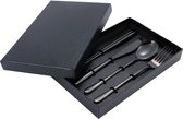 Bestekset zwart - 16 delige set - mes, vork, lepel en chopsticks