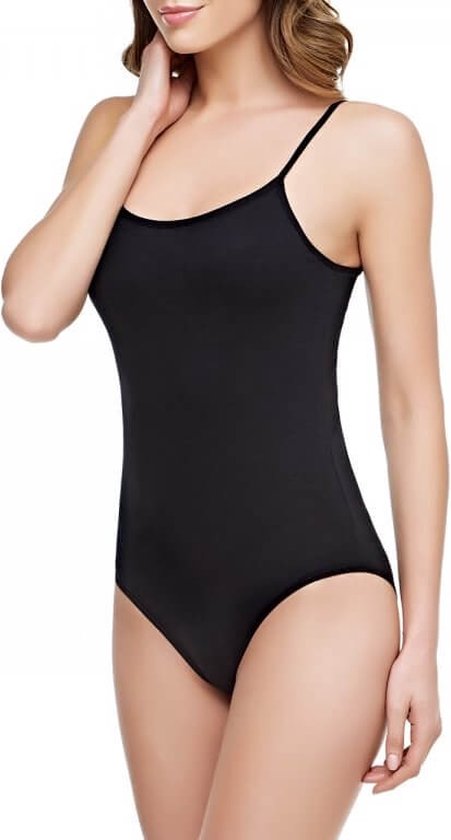 Vrouwen Body - Bodyfashion- Slim Body- Spaghettiband Bodysuit- Body premium 9251- Zwart- Maat L