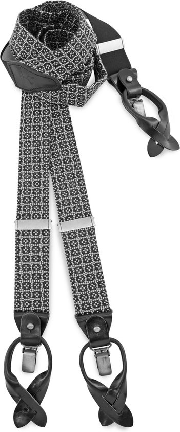 Sir Redman - luxe bretels - 100% made in NL, - Sharp Shapes - zwart / wit