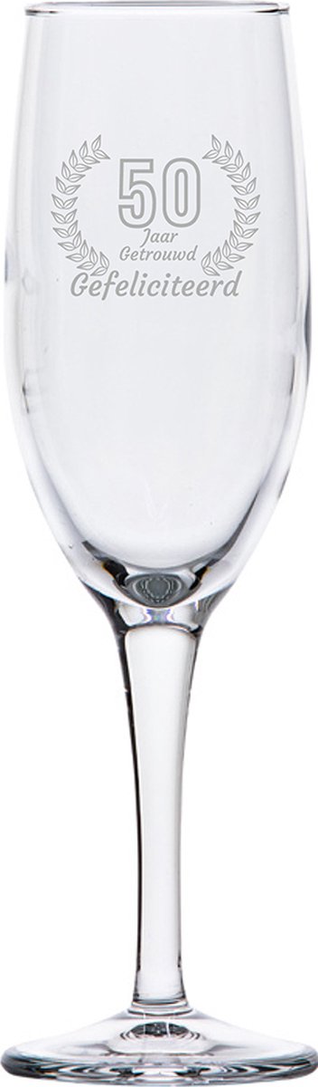 Gegraveerde Champagneglas 16,5cl Gefeliciteerd 50 jaar getrouwd