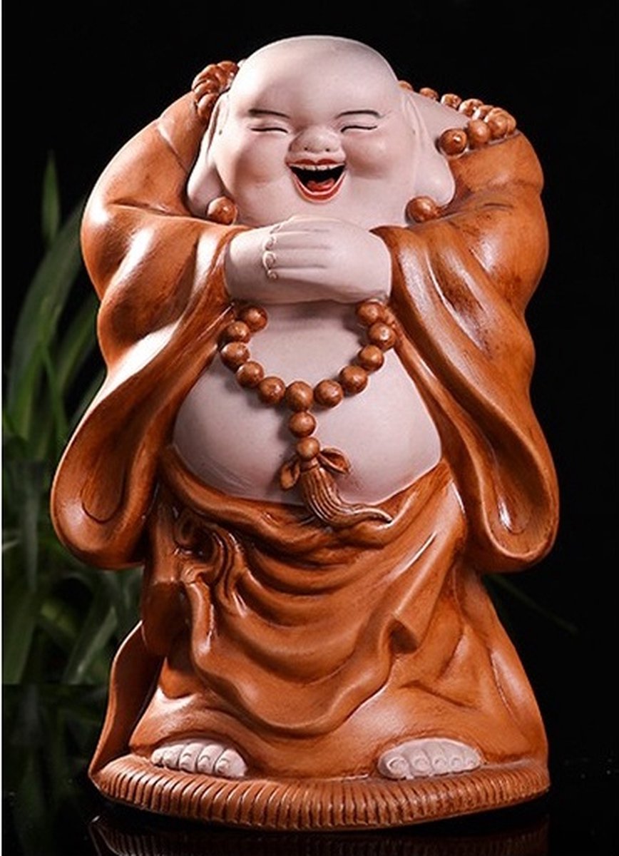 Fine Asianliving Chinese Boeddha Beeld Porselein Lucky Handgeschilderd B16xD14xH27cm