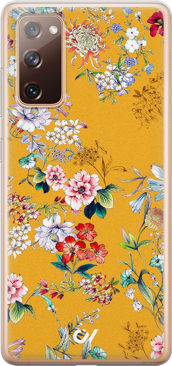 Samsung S20 FE hoesje - Floral Romance - Bloemen - Geel - Soft Case Telefoonhoesje - TPU Back Cover - Casevibes