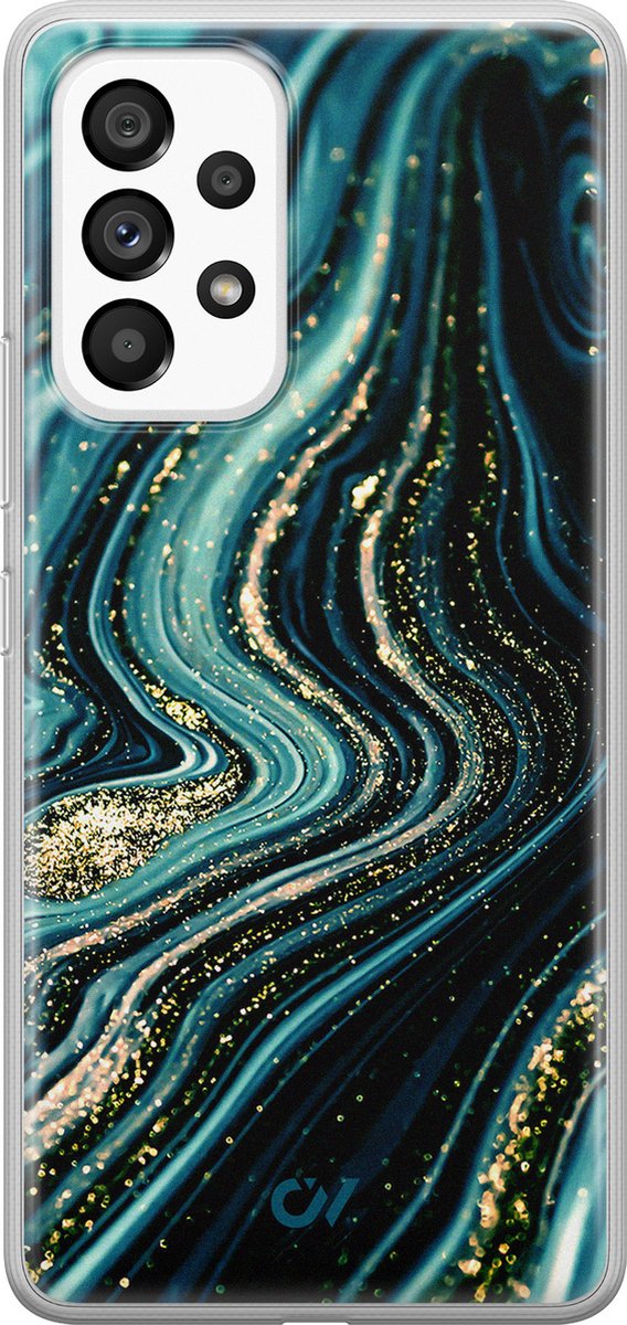 Hoesje geschikt voor Samsung Galaxy A53 hoesje - Blue Marble Waves - - Blauw - - Casevibes