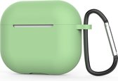 AirPods 3 Hoesje in het Groen met Clip - TCH - Siliconen - met Haak - Case - Cover - Soft Case - Onepiece