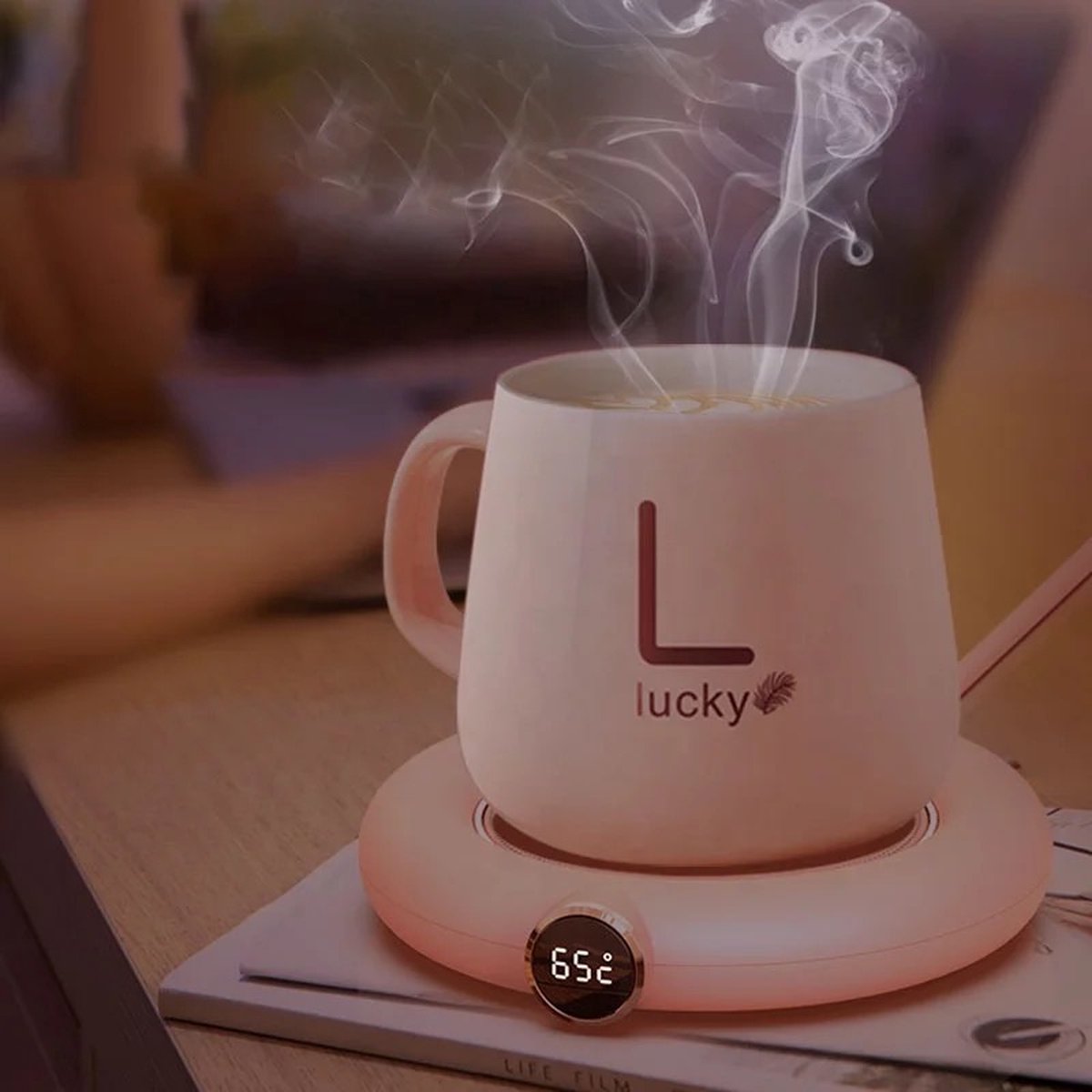Sous-verres chauffe-tasse USB pour café - Boissons chaudes, cœurs