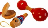 Houten muziekinstrumenten set 3-delig