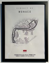 Monaco Circuit op Canvas incl. Lijst - Met Plaatselijke Omgevingsdetails - Formule 1 - Poster - 30x40cm - Wanddecoratie - Max Verstappen - Cadeau