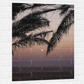 WallClassics - Muursticker - Takken van Boom op Strand met Kleine Zon - 75x100 cm Foto op Muursticker
