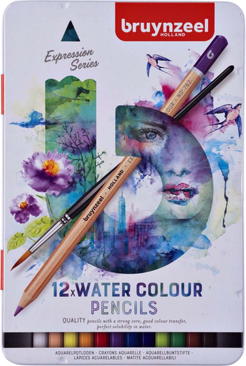Kleurpotloden Bruynzeel aquarel Expression blik à 12 stuks assorti | 6 stuks