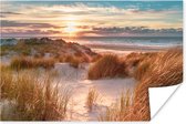 Poster Duin - Planten - Zonsondergang - Strand - Zee - 120x80 cm