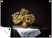 Tuinschilderij Gedroogde bloemen - Vaas - Stilleven - 80x60 cm - Tuinposter - Tuindoek - Buitenposter