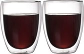 Faseras Theeglazen Set - Dubbelwandige Cappuccino Glazen - 350 ml - 2 Stuks - Latte Macchiato Koffieglazen - 2x Dubbelwandig Thee Glas / Koffie Kop - Koffieglas - Kopjes