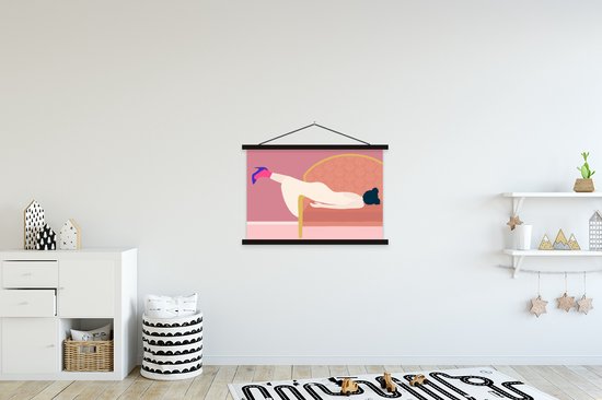 Porte-affiche avec affiche - Affiche scolaire - Vintage - Femmes - Pastel - 90x60 cm - Lattes noires