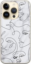 Hoesje geschikt voor Apple iPhone 14 Pro - Marble Faces - Marmer - Grijs - Apple Soft Case Telefoonhoesje - TPU Back Cover - Casevibes