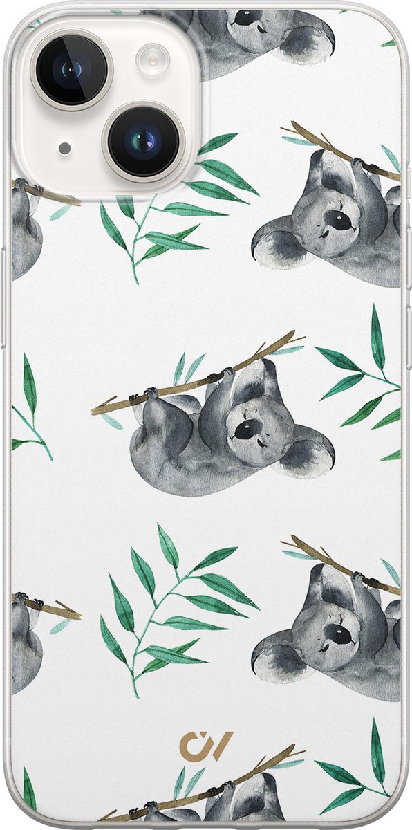 Hoesje geschikt voor Apple iPhone 14 - Koala Print - - Wit - Apple - Casevibes