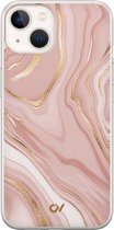iPhone 13 hoesje siliconen - Rose Marble - Marmer - Roze - Apple Soft Case Telefoonhoesje - TPU Back Cover - Casevibes
