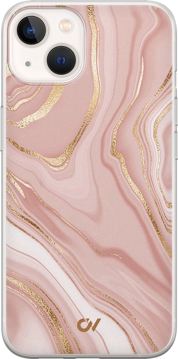 Hoesje geschikt voor Apple iPhone 13 - Rose Marble - - Roze - Apple - Casevibes