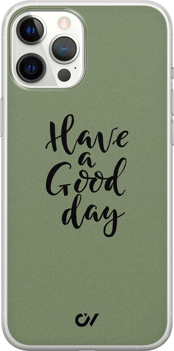Hoesje geschikt voor Apple iPhone 12 Pro Max - Good Day - - Groen - Apple - Casevibes