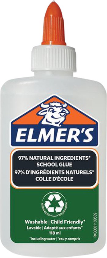 Colle PVA pure Elmer's, colle liquide blanche, 83% d'ingrédients naturels, 100%
