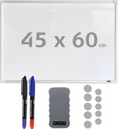 Tableau blanc DESQ® avec kit de démarrage | Magnétique | Cadre en aluminium | 45 x 60 cm