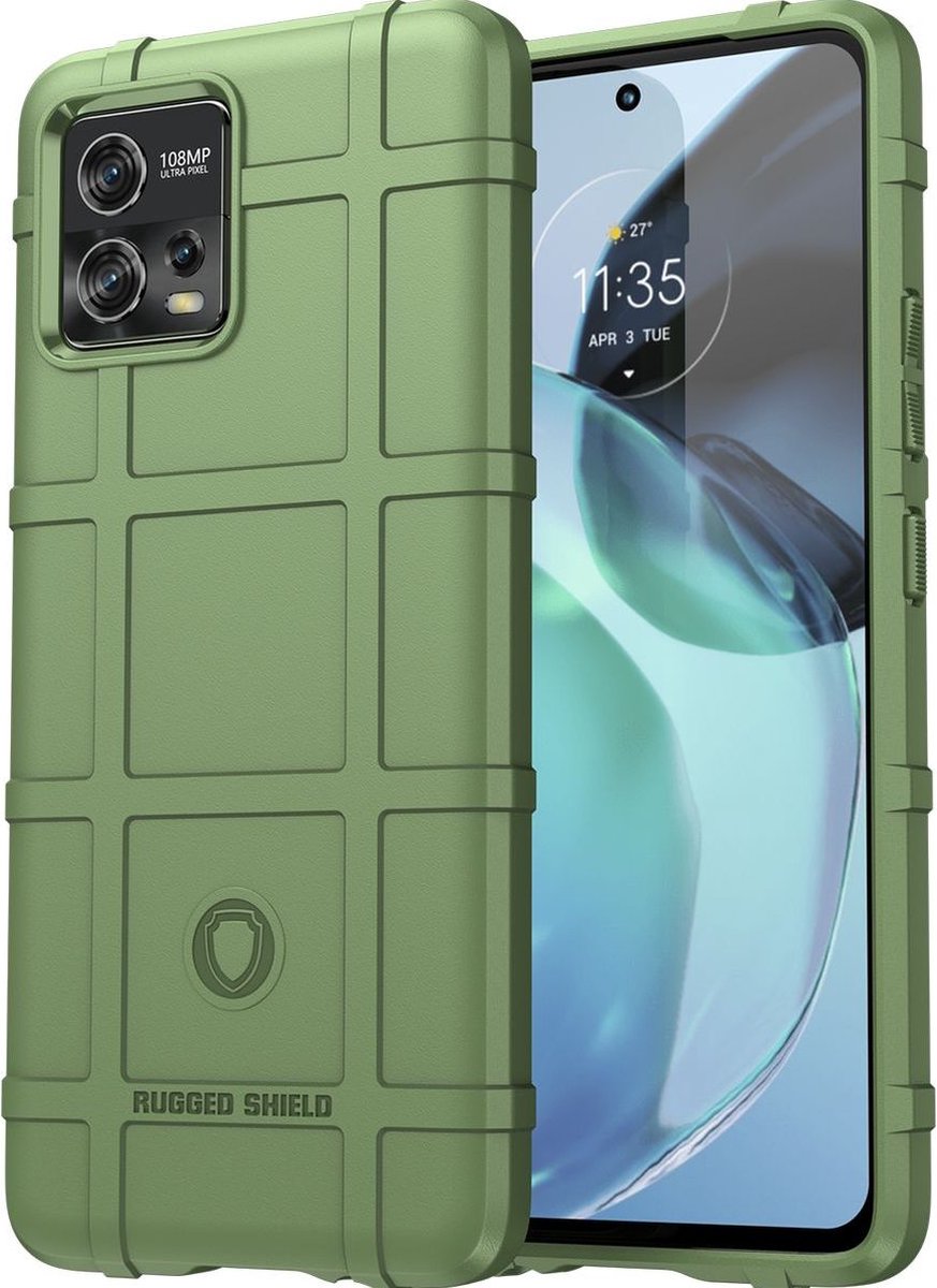 Mobigear Hoesje geschikt voor Motorola Moto G72 Telefoonhoesje Flexibel TPU | Mobigear Rugged Shield Backcover Shockproof | Schokbestendig Moto G72 Telefoonhoesje | Anti Shock Proof - Groen