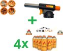 SMH LINE® Gasbrander – Creme Brulee Brander – keukenbrander – Incl. 4x Gasflessen