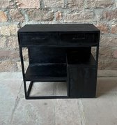Zita Home Halkastje PAD zwart met twee lades en openvakken frame side table
