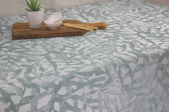 Nappe Luxe Tissé Jacquard Enduit - Toile cirée - Nappe - Bleu Calera - Haute qualité - Enroulée sur un rouleau fin - Geen de plis - Rectangulaire - 140 cm x 400