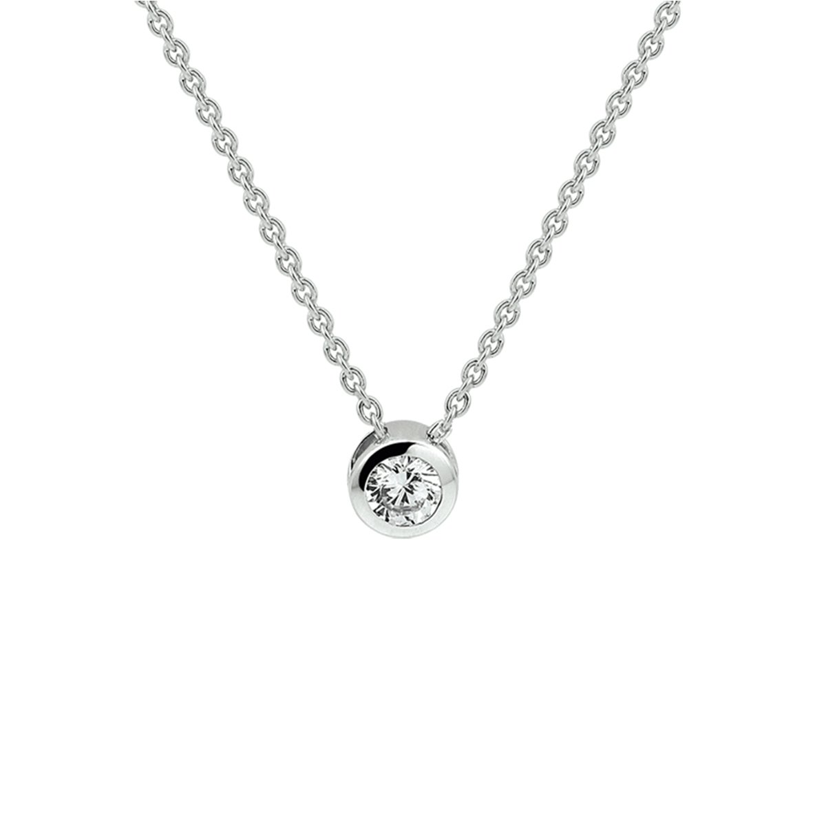 zilver gerhodineerd collier zirkonia 1,7 mm 41 + 4 cm 1322378