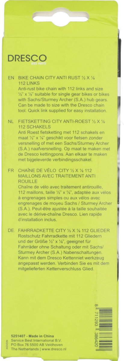 Dresco Fietsketting City Anti-Roest 1/2x1/8 112 schakels van Dresco — afbeelding 4