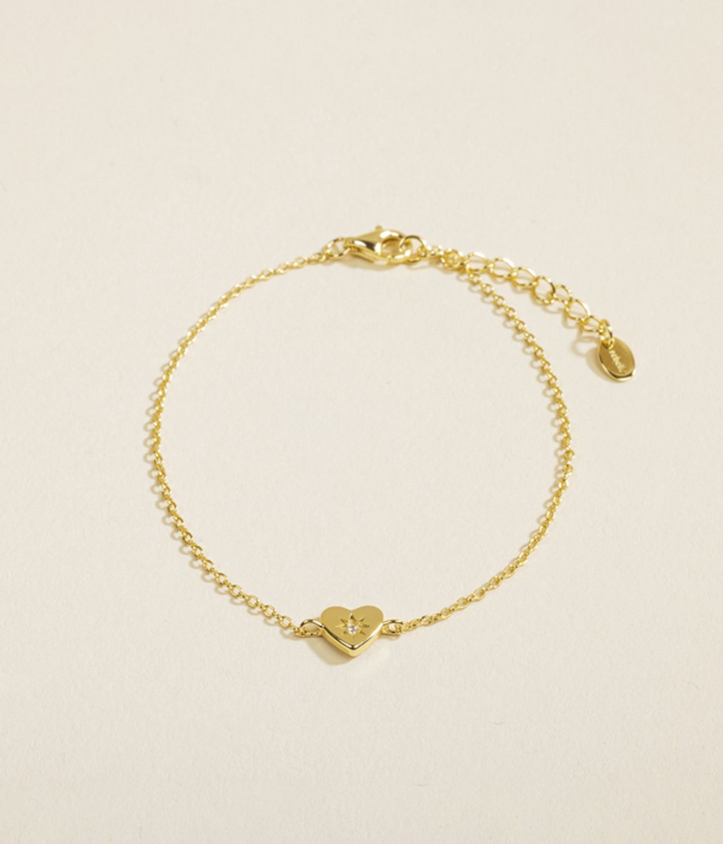 Rebelle Amsterdam - Armband Dames - Gouden Armband - 925 Sterling Zilver - Zirkonia - Goud - Diamanten Hart - Bedelarmband