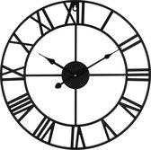 QUVIO Horloge murale industrielle classique en acier - chiffres romains - Horloge - Horloge murale - 45cm de diamètre - Noir - Horloge moderne - Horloge noire