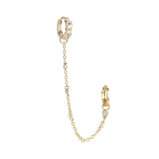 Dottilove Boucles d'oreilles pendantes double anneaux collier Gold Or 122124.3