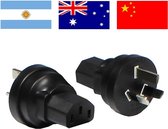 Stroom adapter C13 (v) - type I stekker (Australië, China en Argentinië) (m) / zwart