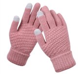 Gebreide handschoenen - touchscreen - one size - warme winter favoriet - Licht roze