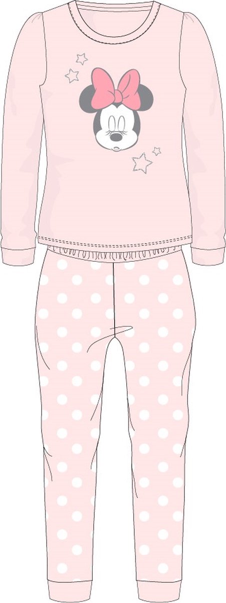 Kinderpyjama Minnie Mouse fleece roze maat 92/98