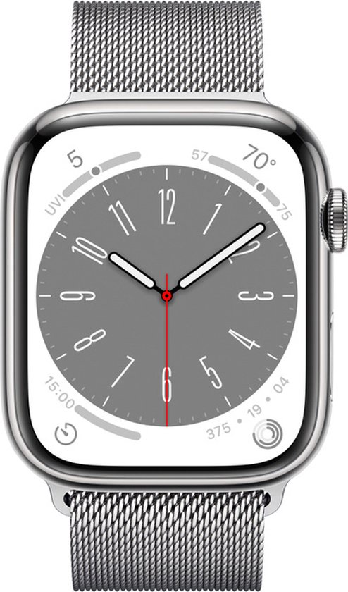 Apple Watch Series 8 Cellular 45 mm Argent/Acier inoxydable