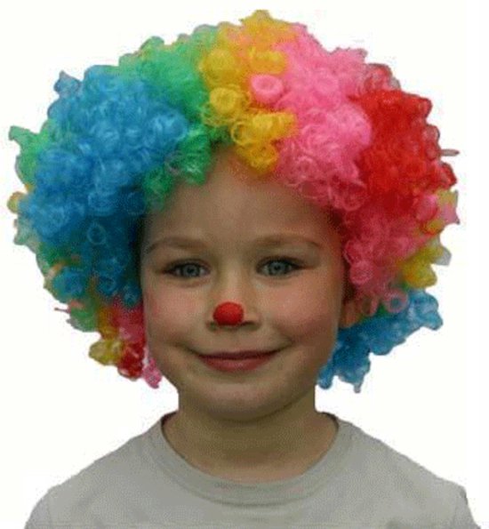Clown verkleed pruik kinderen gekleurd - Carnaval verkleed accessoires - clowns pruiken
