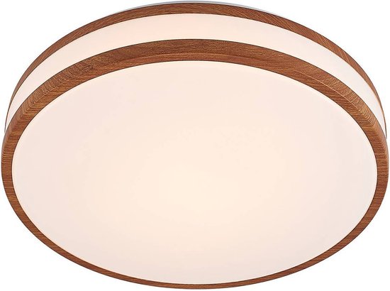 Lindby - LED plafondlamp - 1licht - ijzer, aluminium, kunststof - H: 10.5 cm - licht hout, wit - Inclusief lichtbron
