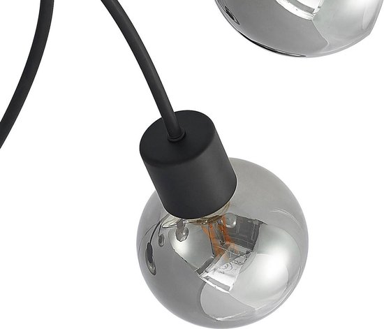 Lindby - plafondlamp - 7 lichts - Glas, ijzer - H: 18 cm - E14 - zwart, rook