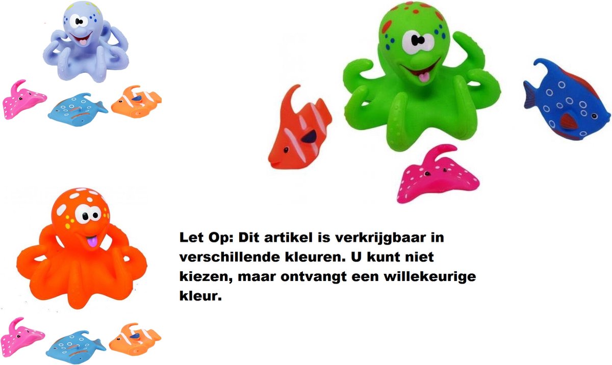 Eddy Toys- Badspeelgoed - Drijvende Octopus met Zeevriendjes - 4 Delig