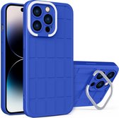 Mobigear Hoesje geschikt voor Apple iPhone 14 Pro Telefoonhoesje Hardcase | Mobigear Cube Backcover met Standaard | iPhone 14 Pro Case | Back Cover - Blauw