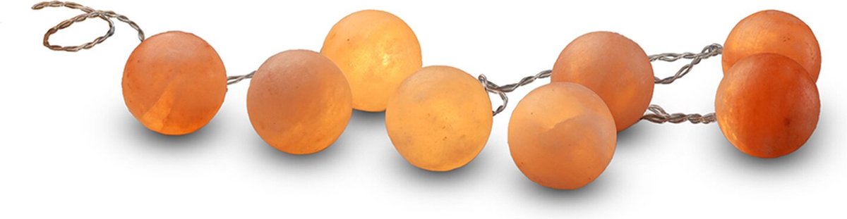 Himalaya Salt Dreams Himalayazoutkristallen Verlichting - Fire Stone Wereldbolvorm - Lichtsnoer Op batterij - 8 stuks - Sfeerverlichting - Ledverlichting - Woonaccessoires - Oranje