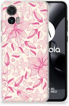 Smartphone hoesje Motorola Edge 30 Neo Silicone Case Roze Bloemen