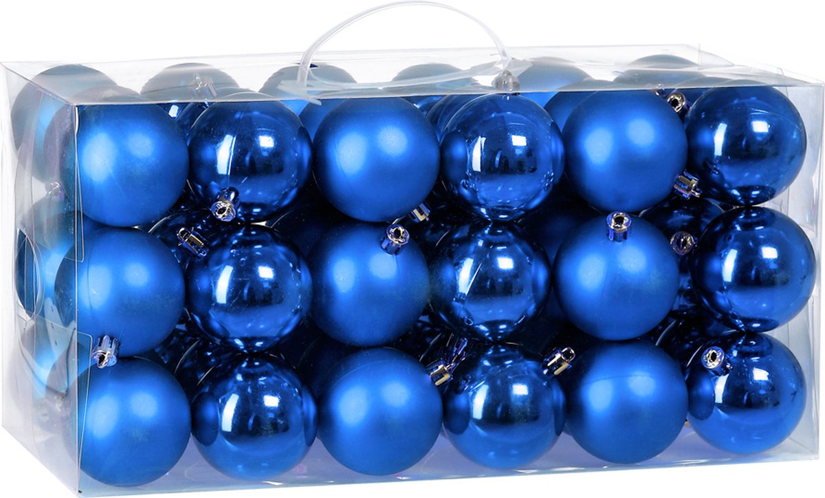 Casaria Kunststof Kerstballen 54er Set - Mat Glanzend Ø 3 4 6 cm Blauw